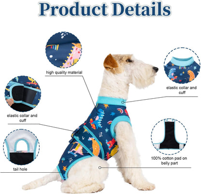 Dog Surgery Recovery Suit,Female Male Dog Onesie for Spay Neuter,Substitute E-Collar & Cone,Anti-Licking Breathable Onesie for Small Medium Large Dogs,New Dinosaur Pattern XL