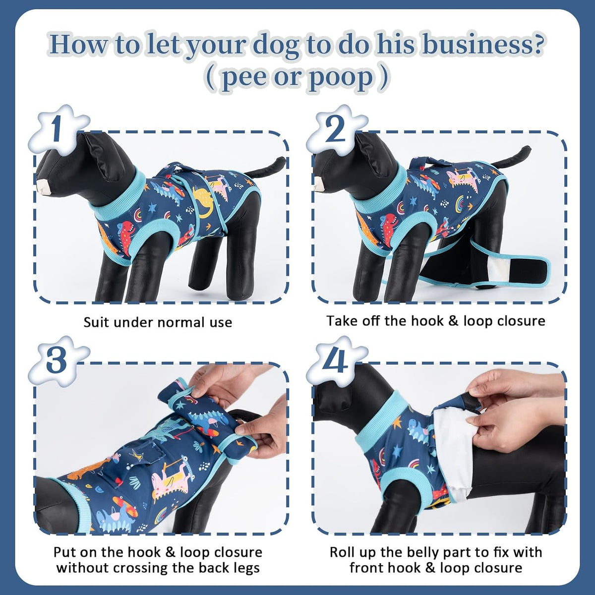 Dog Surgery Recovery Suit,Female Male Dog Onesie for Spay Neuter,Substitute E-Collar & Cone,Anti-Licking Breathable Onesie for Small Medium Large Dogs,New Dinosaur Pattern XL