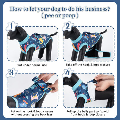 Dog Surgery Recovery Suit,Female Male Dog Onesie for Spay Neuter,Substitute E-Collar & Cone,Anti-Licking Breathable Onesie for Small Medium Large Dogs,New Dinosaur Pattern XL
