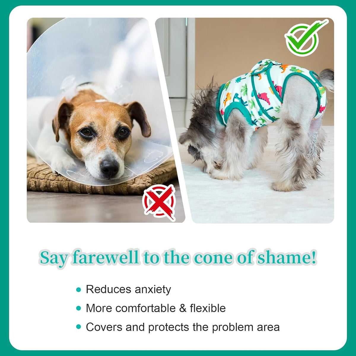 Dog Surgery Recovery Suit,Female Male Dog Onesie for Spay Neuter,Substitute E-Collar & Cone,Anti-Licking Breathable Onesie for Small Medium Large Dogs,New Dinosaur Pattern XL