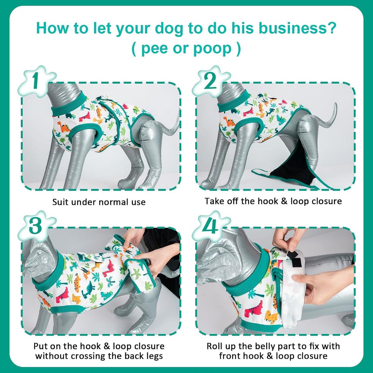 Dog Surgery Recovery Suit,Female Male Dog Onesie for Spay Neuter,Substitute E-Collar & Cone,Anti-Licking Breathable Onesie for Small Medium Large Dogs,New Dinosaur Pattern XL