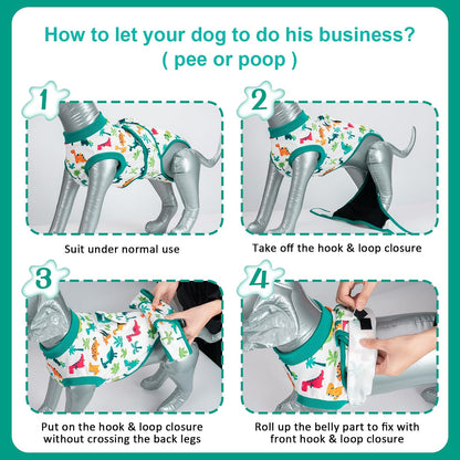 Dog Surgery Recovery Suit,Female Male Dog Onesie for Spay Neuter,Substitute E-Collar & Cone,Anti-Licking Breathable Onesie for Small Medium Large Dogs,New Dinosaur Pattern XL
