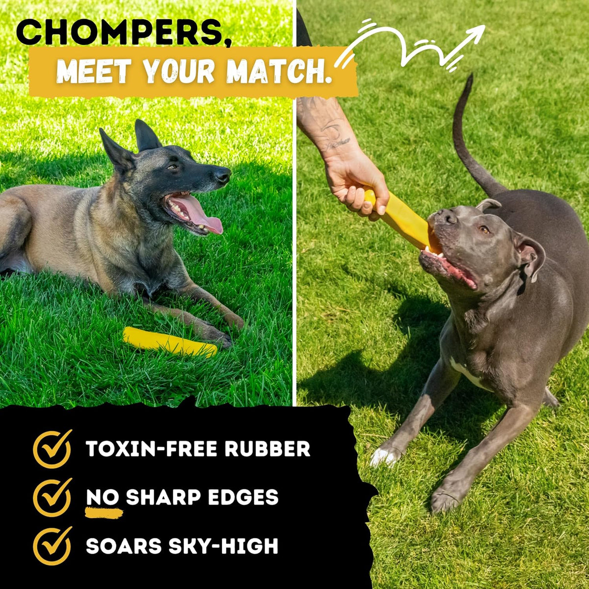 Indestructible Stick Dog Toy - Lifetime Replacement - Durable Chew Toy for Aggressive Chewers - Safe Non-Toxic Natural Rubber - Chew Tug & Fetch - Tough, Heavy Duty - Med/Large Breed, 8”x2”