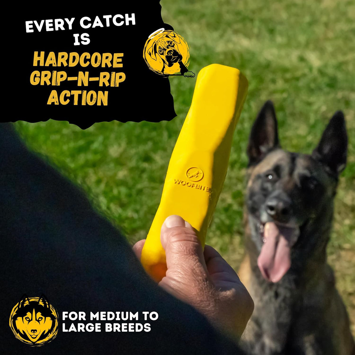 Indestructible Stick Dog Toy - Lifetime Replacement - Durable Chew Toy for Aggressive Chewers - Safe Non-Toxic Natural Rubber - Chew Tug & Fetch - Tough, Heavy Duty - Med/Large Breed, 8”x2”