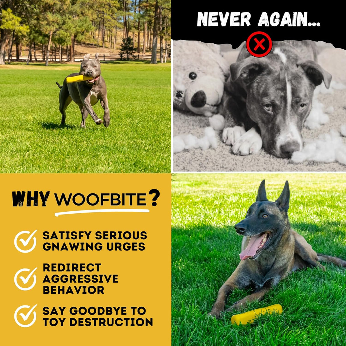 Indestructible Stick Dog Toy - Lifetime Replacement - Durable Chew Toy for Aggressive Chewers - Safe Non-Toxic Natural Rubber - Chew Tug & Fetch - Tough, Heavy Duty - Med/Large Breed, 8”x2”