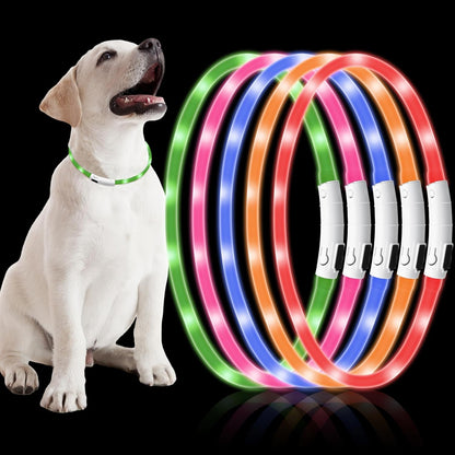 5 pcs Light up Dog Collars USB Rechargeable Dog, 3 Light Modes