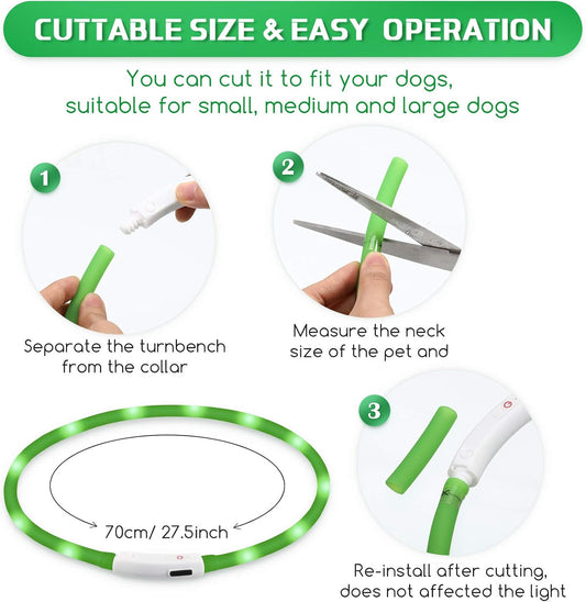 5 pcs Light up Dog Collars USB Rechargeable Dog, 3 Light Modes