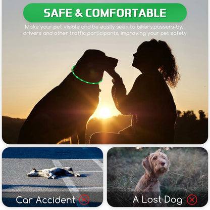 5 pcs Light up Dog Collars USB Rechargeable Dog, 3 Light Modes