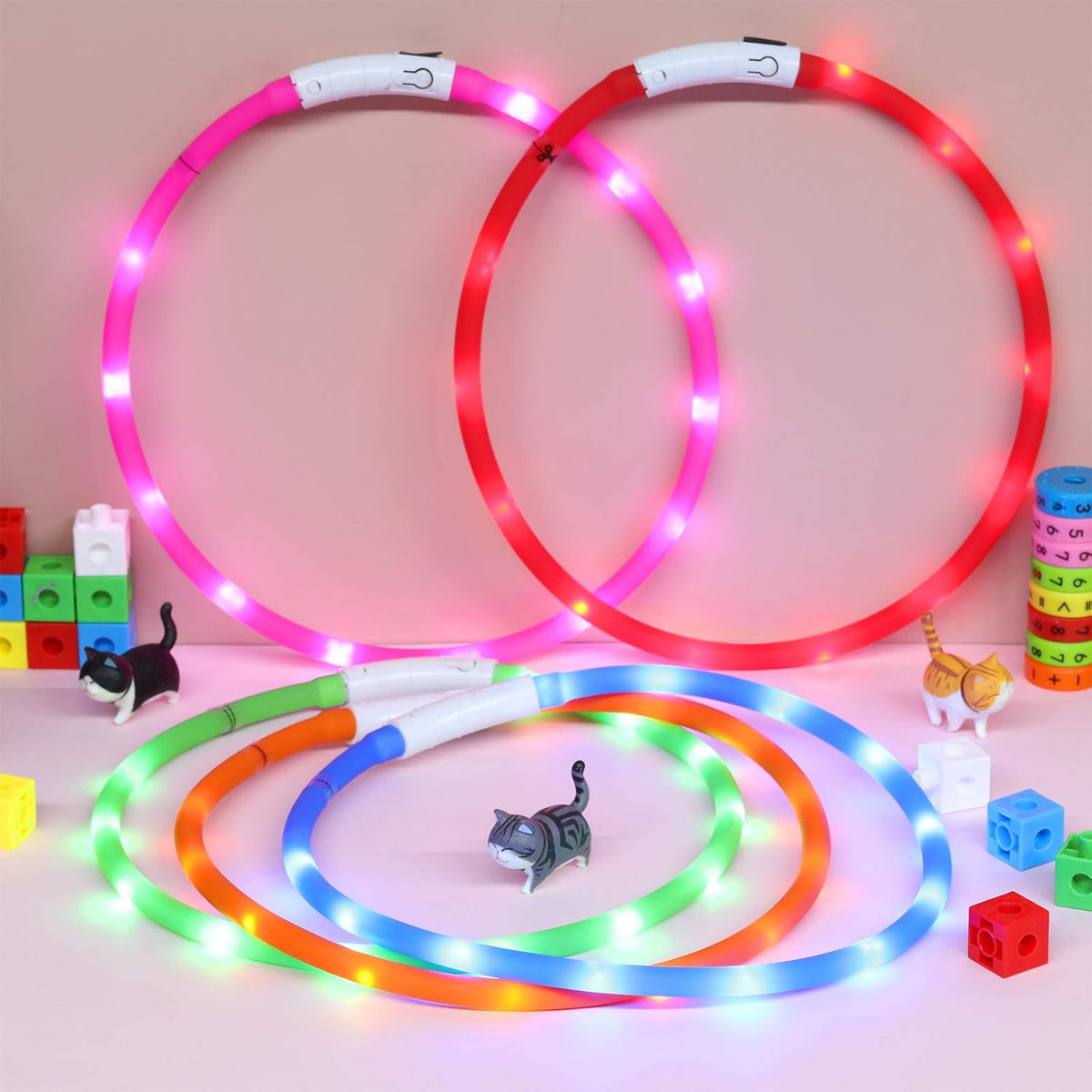 5 pcs Light up Dog Collars USB Rechargeable Dog, 3 Light Modes