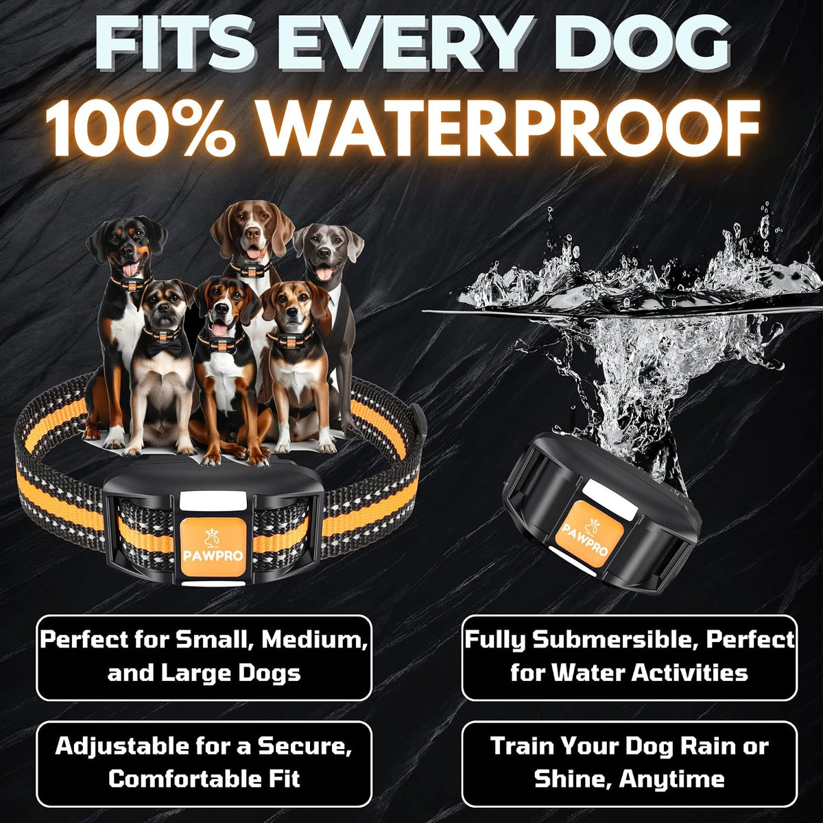 Dog Shock Collar with Remote, Unmatched 4-Mile Range, Night-Light Mode, Training Guide Included, 124 Training Levels & 4 Modes, Beep Vibration Shock, Waterproof Rechargeable, Fits All Dogs (1 Collar)