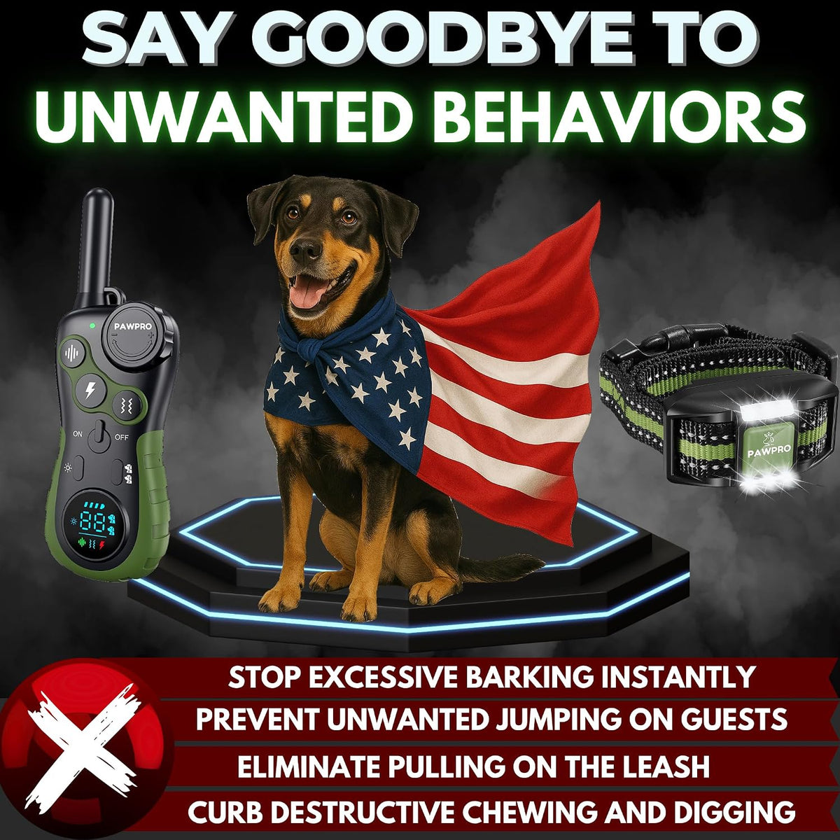 Dog Shock Collar with Remote, Unmatched 4-Mile Range, Night-Light Mode, Training Guide Included, 124 Training Levels & 4 Modes, Beep Vibration Shock, Waterproof Rechargeable, Fits All Dogs (1 Collar)
