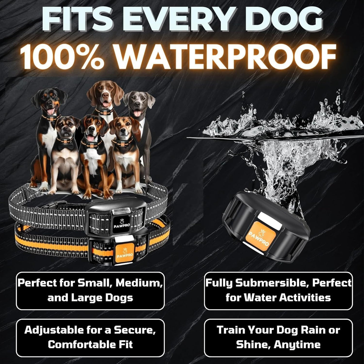 Dog Shock Collar with Remote, Unmatched 4-Mile Range, Night-Light Mode, Training Guide Included, 124 Training Levels & 4 Modes, Beep Vibration Shock, Waterproof Rechargeable, Fits All Dogs (1 Collar)