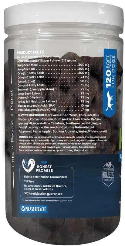 Allergy, Skin & Coat Hemp Soft Chews - Allergy Immune Bites for Dogs, Omega 3 Supplement, Calming Treats for Itchy Skin Relief, Hot Spot - (AL.)