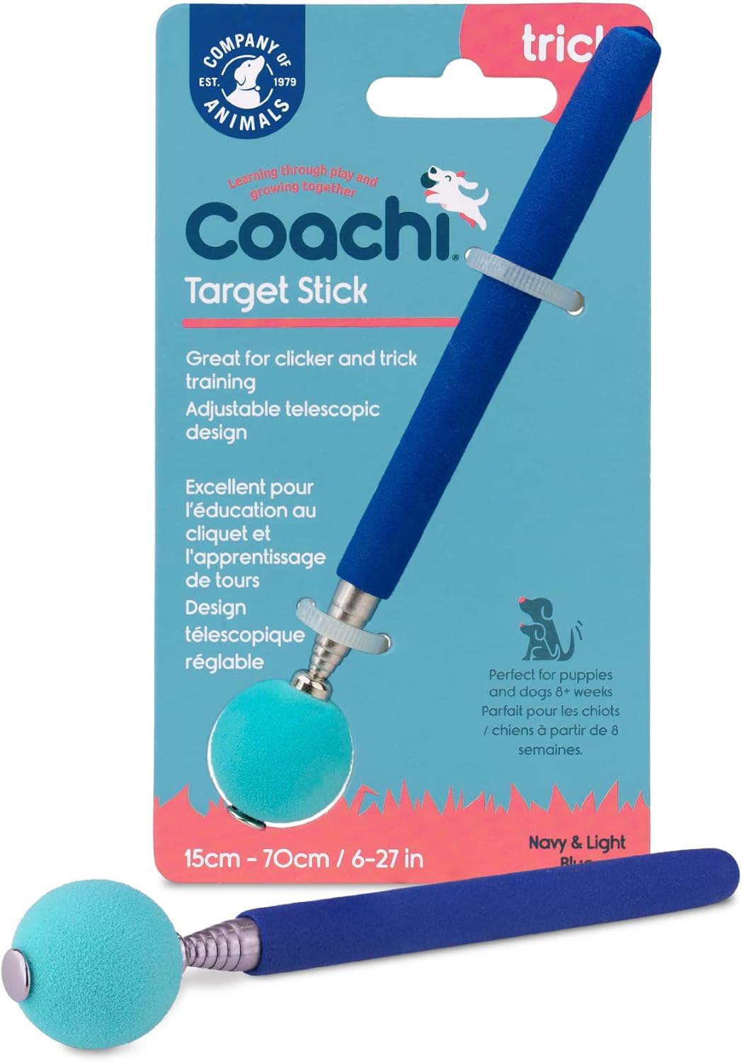 Coachi Target Stick, Telescopic Design with Large Ball for Target, Dog Accessory for Clicker & Agility Training, Teach Commands and Tricks
