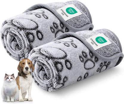 Fluffy Paw Print Dog Blanket Large/Medium/Small, Soft Fleece Throw