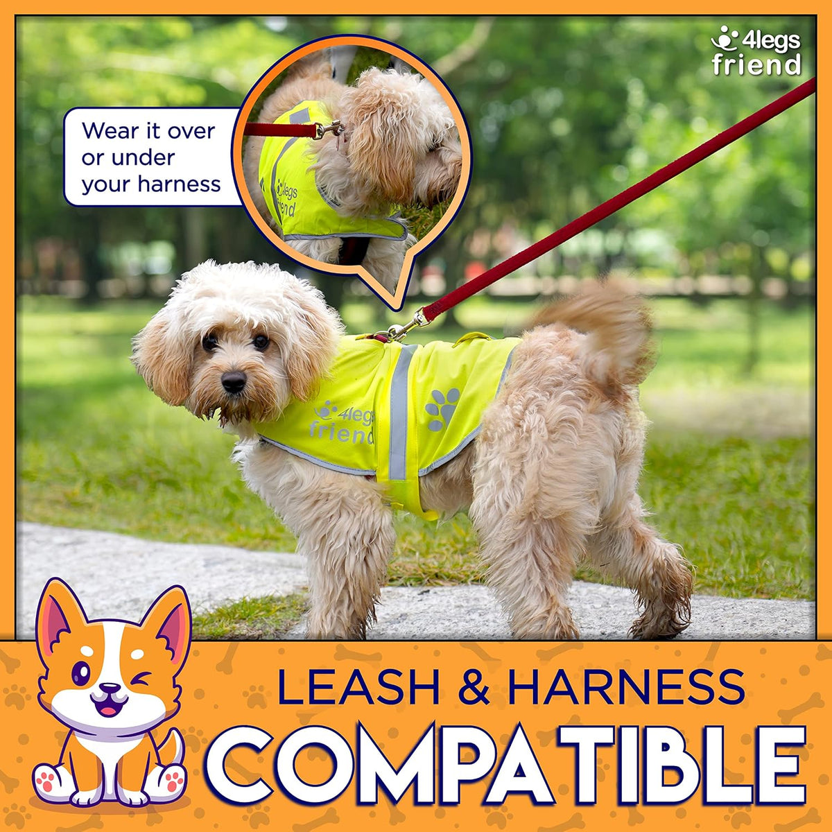 Upgraded Reflective Dog Vest. Hi-Visibility, Fluorescent Blaze Orange Dog Vest Helps Protect Your Best Friend. Safeguard Your PUP from Motorists & Hunting Accidents, On or Off Leash