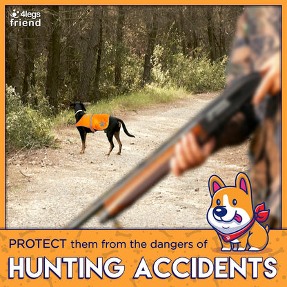 Upgraded Reflective Dog Vest. Hi-Visibility, Fluorescent Blaze Orange Dog Vest Helps Protect Your Best Friend. Safeguard Your PUP from Motorists & Hunting Accidents, On or Off Leash