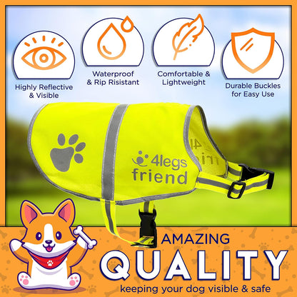 Upgraded Reflective Dog Vest. Hi-Visibility, Fluorescent Blaze Orange Dog Vest Helps Protect Your Best Friend. Safeguard Your PUP from Motorists & Hunting Accidents, On or Off Leash