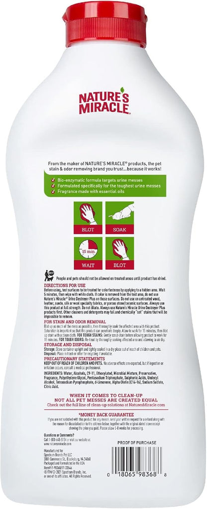 Urine Destroyer Plus for Dogs, Enzymatic Formula for Severe Dog Stains, 32 oz