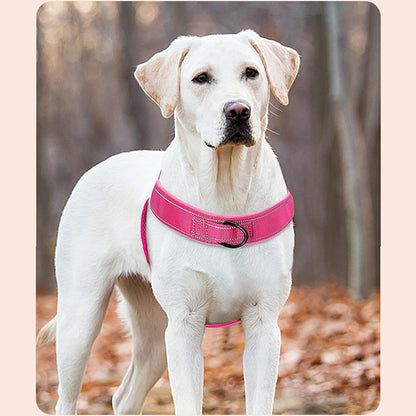 No Pull Dog Harness Pink for Small Medium Large Sized Dog, Reflective Escape Proof Adjustable Dog Harnesses with 2 Patch, L