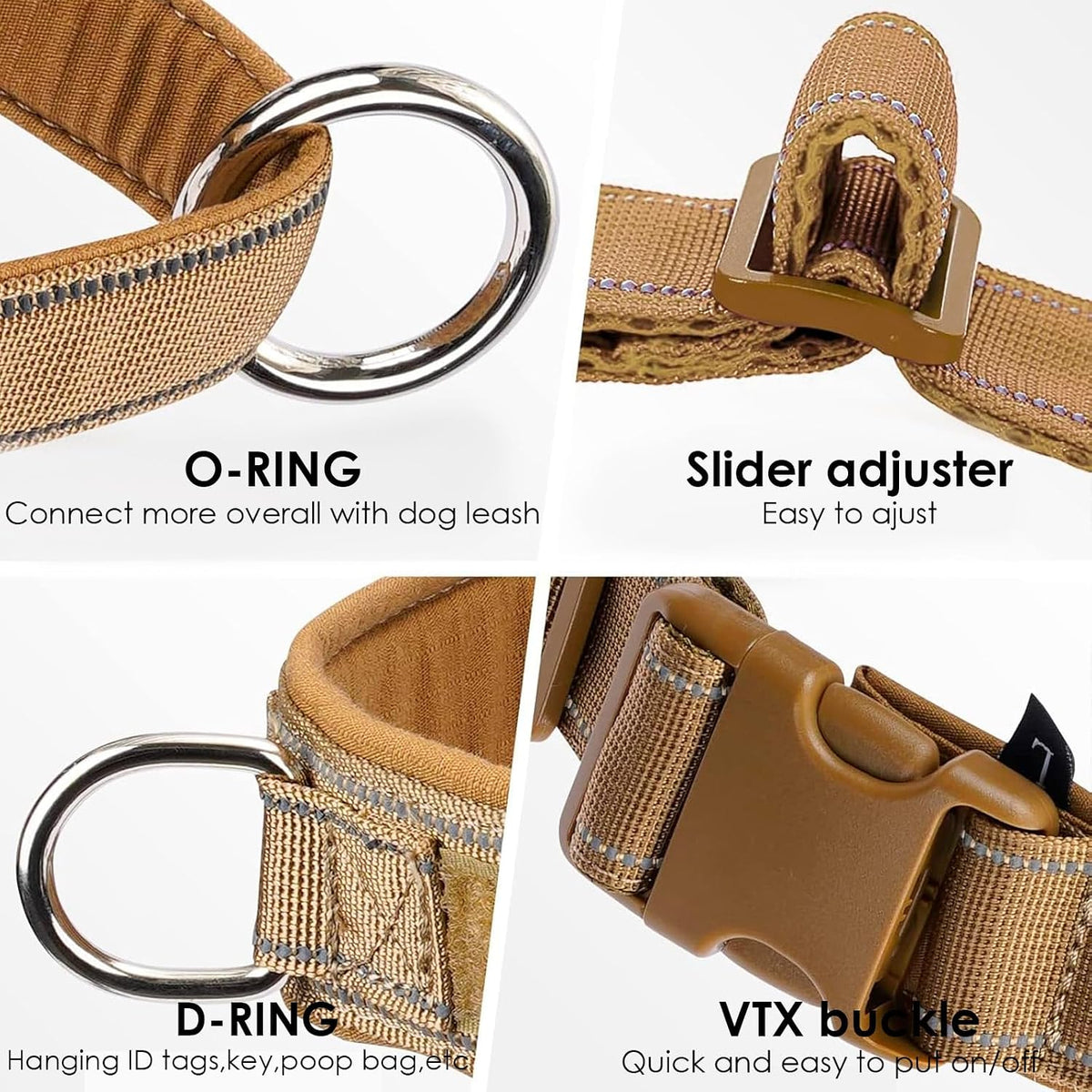 No Pull Dog Harness Pink for Small Medium Large Sized Dog, Reflective Escape Proof Adjustable Dog Harnesses with 2 Patch, L