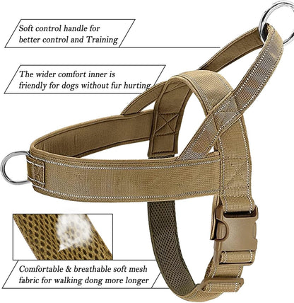 No Pull Dog Harness Pink for Small Medium Large Sized Dog, Reflective Escape Proof Adjustable Dog Harnesses with 2 Patch, L