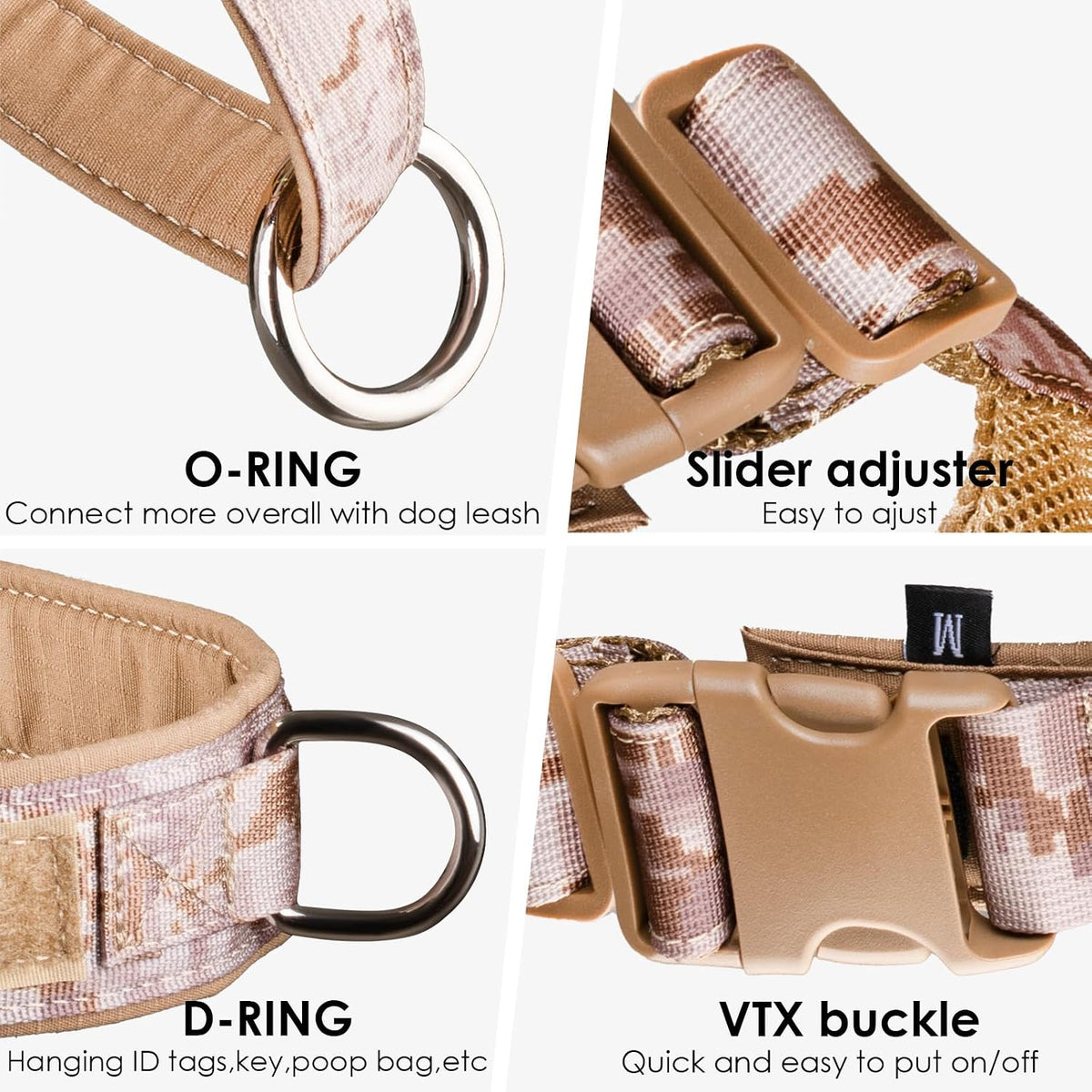 No Pull Dog Harness Pink for Small Medium Large Sized Dog, Reflective Escape Proof Adjustable Dog Harnesses with 2 Patch, L