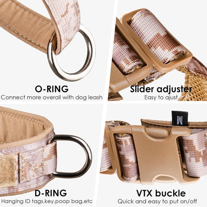 No Pull Dog Harness Pink for Small Medium Large Sized Dog, Reflective Escape Proof Adjustable Dog Harnesses with 2 Patch, L