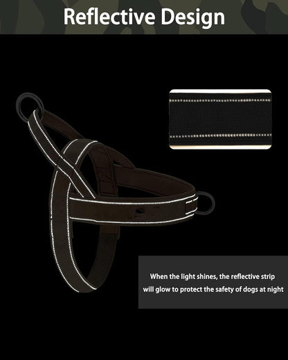 No Pull Dog Harness Pink for Small Medium Large Sized Dog, Reflective Escape Proof Adjustable Dog Harnesses with 2 Patch, L