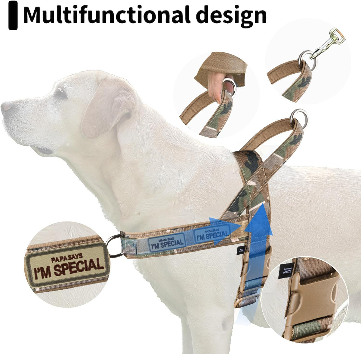 No Pull Dog Harness Pink for Small Medium Large Sized Dog, Reflective Escape Proof Adjustable Dog Harnesses with 2 Patch, L