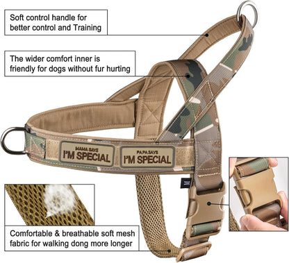 No Pull Dog Harness Pink for Small Medium Large Sized Dog, Reflective Escape Proof Adjustable Dog Harnesses with 2 Patch, L