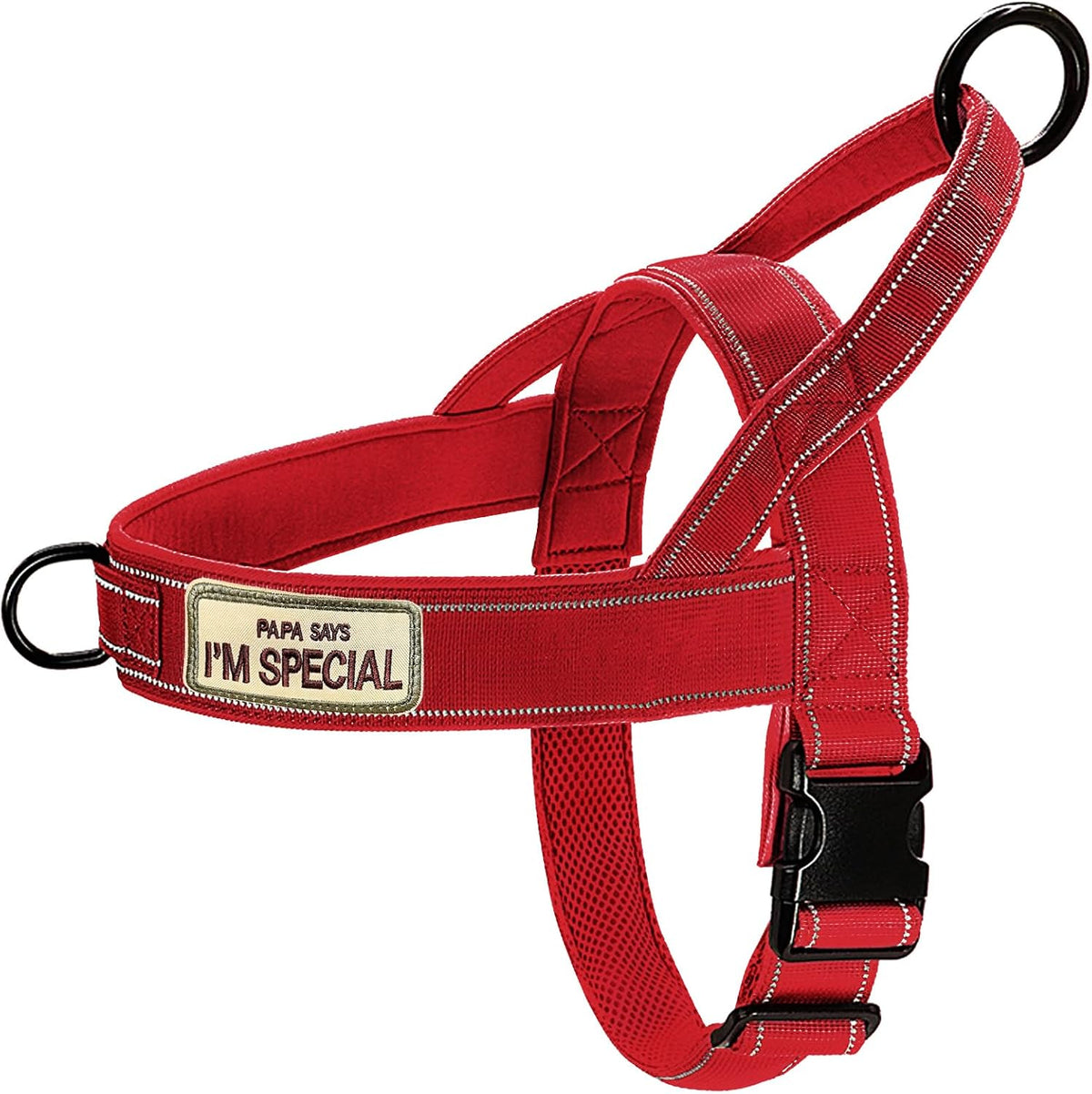 No Pull Dog Harness Pink for Small Medium Large Sized Dog, Reflective Escape Proof Adjustable Dog Harnesses with 2 Patch, L