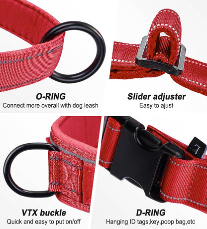 No Pull Dog Harness Pink for Small Medium Large Sized Dog, Reflective Escape Proof Adjustable Dog Harnesses with 2 Patch, L