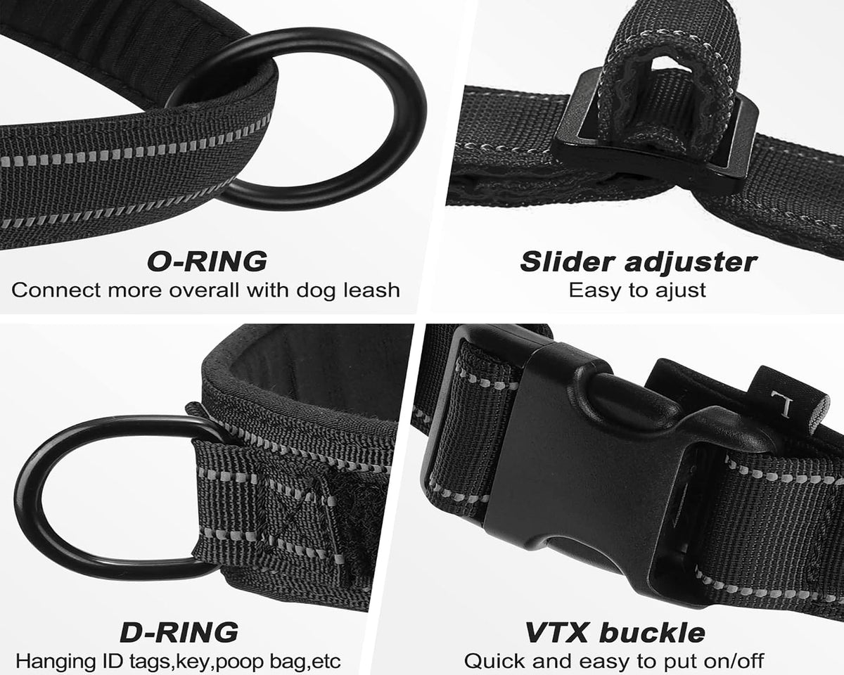 No Pull Dog Harness Pink for Small Medium Large Sized Dog, Reflective Escape Proof Adjustable Dog Harnesses with 2 Patch, L