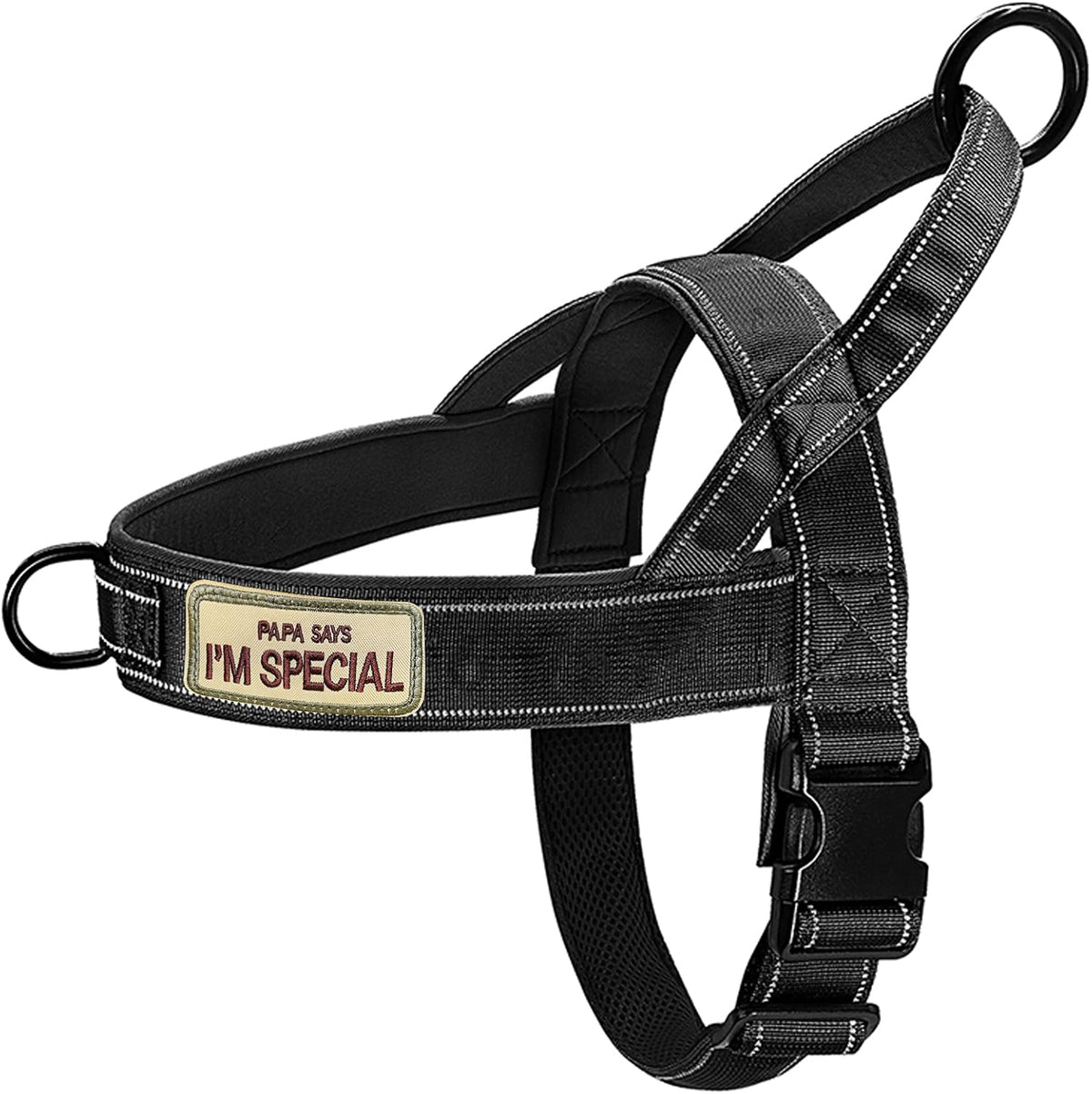 No Pull Dog Harness Pink for Small Medium Large Sized Dog, Reflective Escape Proof Adjustable Dog Harnesses with 2 Patch, L
