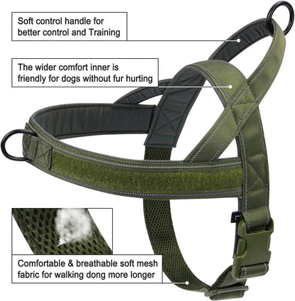 No Pull Dog Harness Pink for Small Medium Large Sized Dog, Reflective Escape Proof Adjustable Dog Harnesses with 2 Patch, L