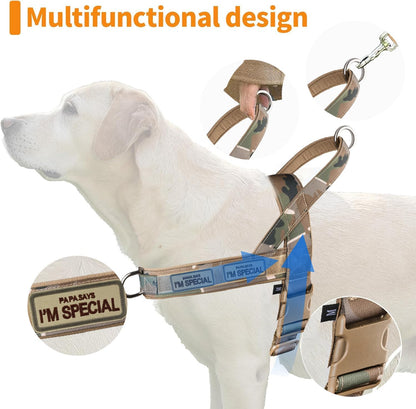 No Pull Dog Harness Pink for Small Medium Large Sized Dog, Reflective Escape Proof Adjustable Dog Harnesses with 2 Patch, L