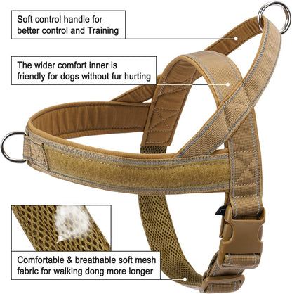 No Pull Dog Harness Pink for Small Medium Large Sized Dog, Reflective Escape Proof Adjustable Dog Harnesses with 2 Patch, L