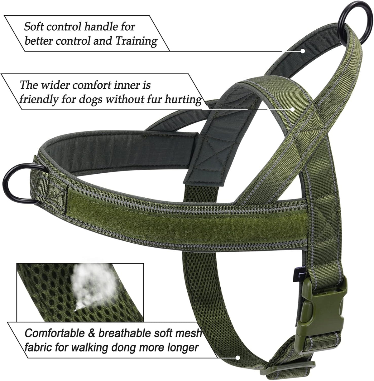 No Pull Dog Harness Pink for Small Medium Large Sized Dog, Reflective Escape Proof Adjustable Dog Harnesses with 2 Patch, L