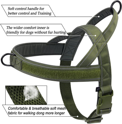No Pull Dog Harness Pink for Small Medium Large Sized Dog, Reflective Escape Proof Adjustable Dog Harnesses with 2 Patch, L