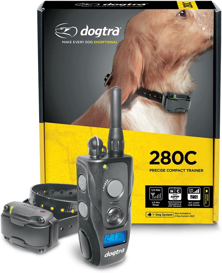 280X E-Collar with Remote [New Edition] 10 lbs+, 1/2 Mile Range, LED Light, 100 Levels of Precise Control for Stubborn Dogs, Waterproof, Boost for Quick Recall, Vibration, Safety Lock & Tone