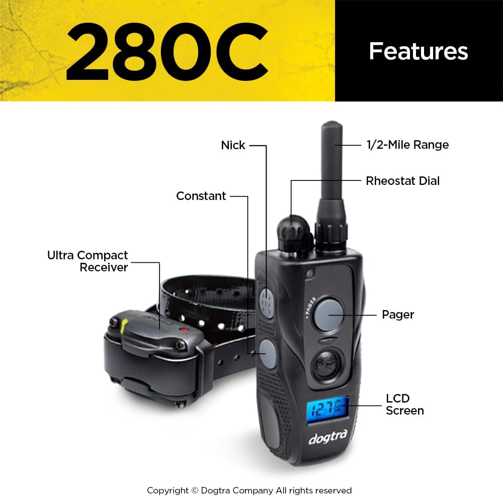 280X E-Collar with Remote [New Edition] 10 lbs+, 1/2 Mile Range, LED Light, 100 Levels of Precise Control for Stubborn Dogs, Waterproof, Boost for Quick Recall, Vibration, Safety Lock & Tone