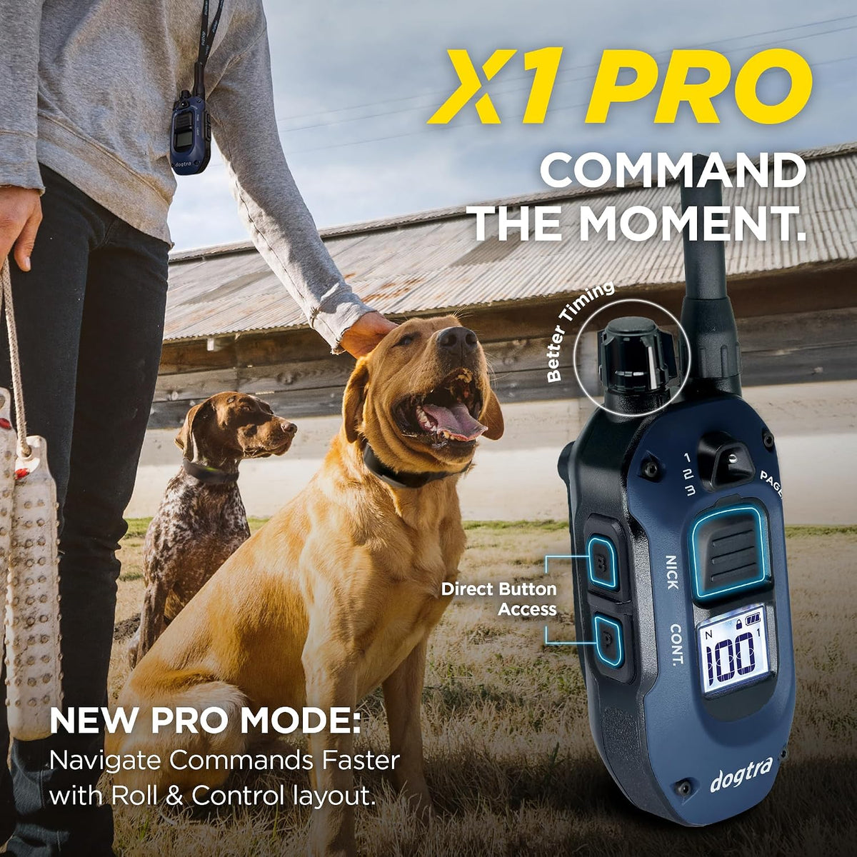 280X E-Collar with Remote [New Edition] 10 lbs+, 1/2 Mile Range, LED Light, 100 Levels of Precise Control for Stubborn Dogs, Waterproof, Boost for Quick Recall, Vibration, Safety Lock & Tone