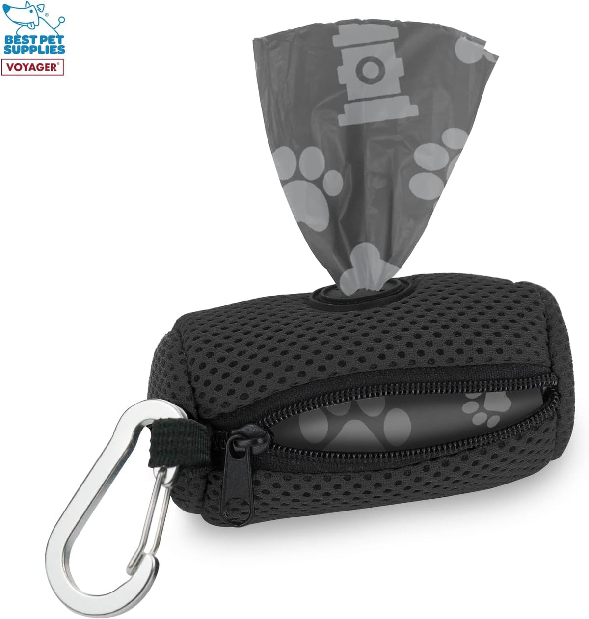 Best Pet Supplies Dog Poop Bag Holder Leash Attachment with Reusable Dispenser for Travel, Walking, Park, and Outdoor Use, Durable with Clip-On - Prussian Blue, Mesh Dispenser w/15 Bags