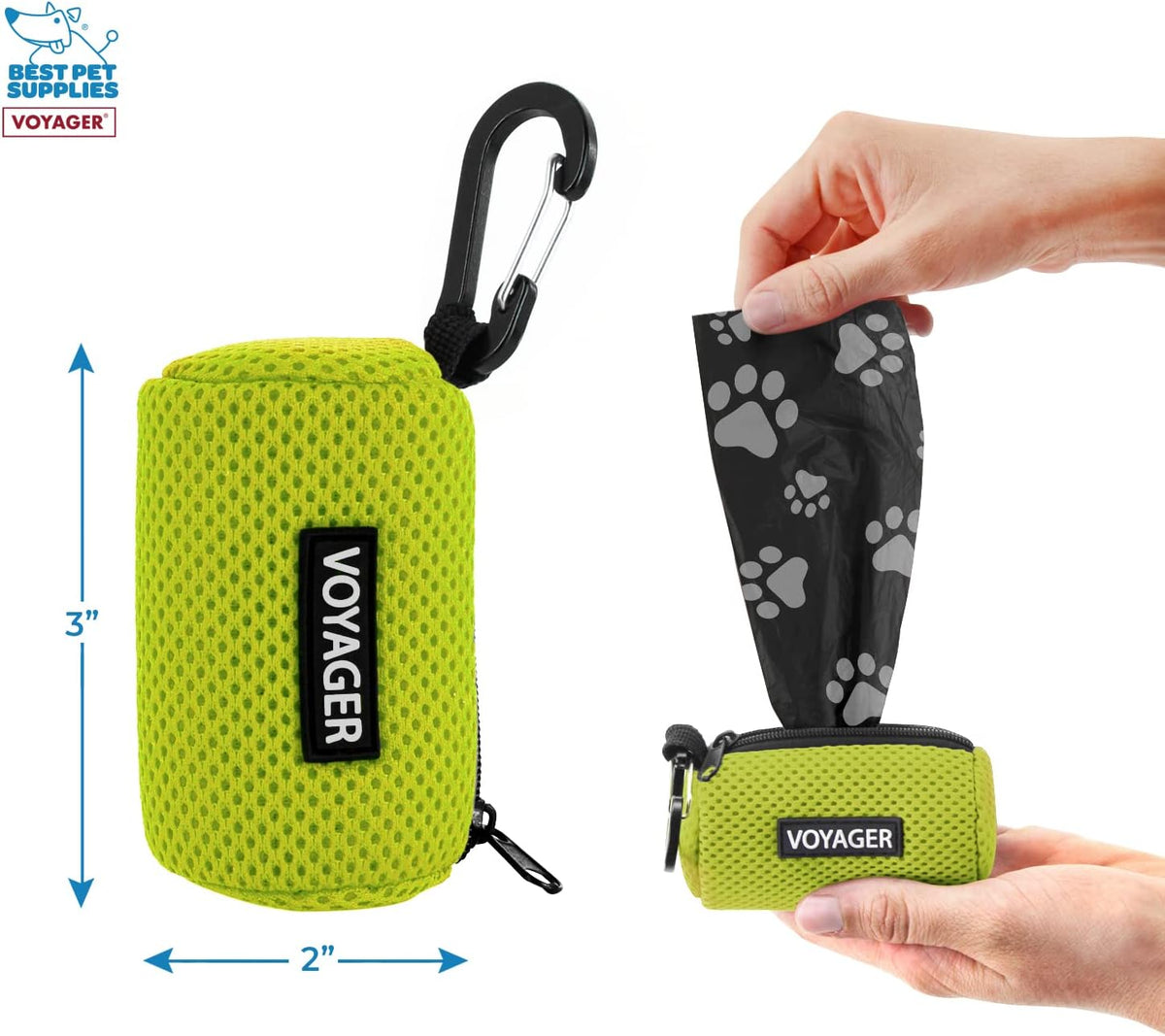Best Pet Supplies Dog Poop Bag Holder Leash Attachment with Reusable Dispenser for Travel, Walking, Park, and Outdoor Use, Durable with Clip-On - Prussian Blue, Mesh Dispenser w/15 Bags