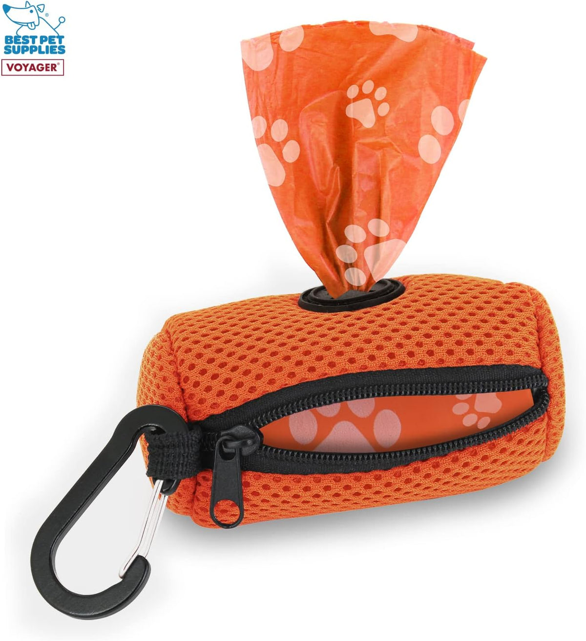 Best Pet Supplies Dog Poop Bag Holder Leash Attachment with Reusable Dispenser for Travel, Walking, Park, and Outdoor Use, Durable with Clip-On - Prussian Blue, Mesh Dispenser w/15 Bags
