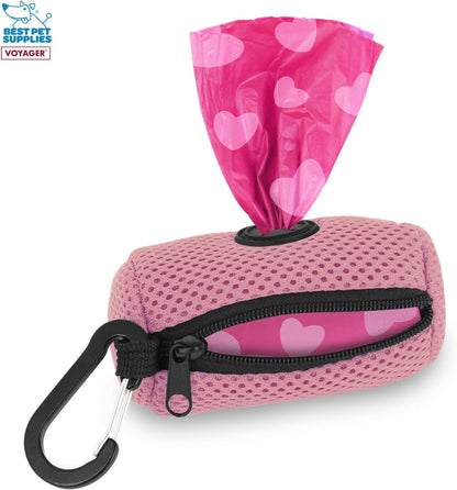 Best Pet Supplies Dog Poop Bag Holder Leash Attachment with Reusable Dispenser for Travel, Walking, Park, and Outdoor Use, Durable with Clip-On - Prussian Blue, Mesh Dispenser w/15 Bags