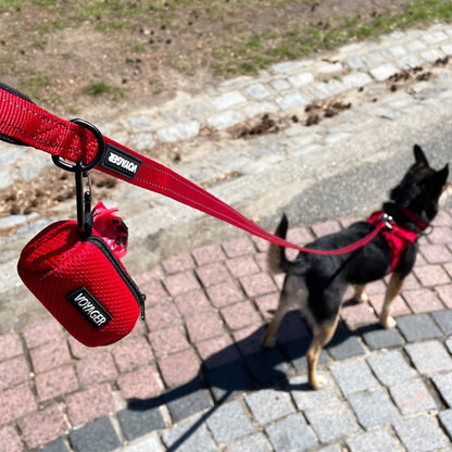 Best Pet Supplies Dog Poop Bag Holder Leash Attachment with Reusable Dispenser for Travel, Walking, Park, and Outdoor Use, Durable with Clip-On - Prussian Blue, Mesh Dispenser w/15 Bags
