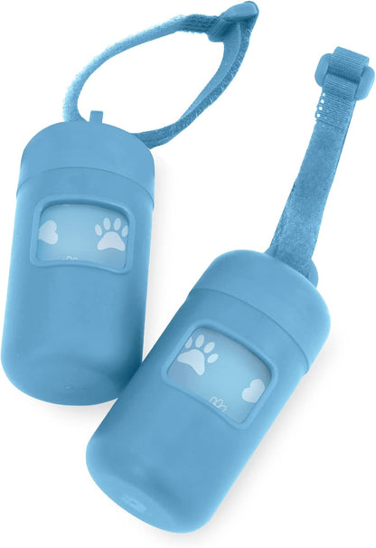 Best Pet Supplies Dog Poop Bag Holder Leash Attachment with Reusable Dispenser for Travel, Walking, Park, and Outdoor Use, Durable with Clip-On - Prussian Blue, Mesh Dispenser w/15 Bags