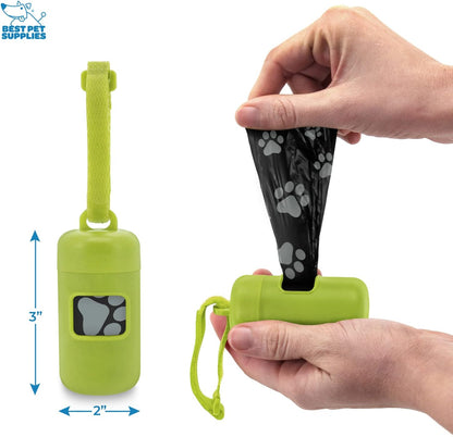 Best Pet Supplies Dog Poop Bag Holder Leash Attachment with Reusable Dispenser for Travel, Walking, Park, and Outdoor Use, Durable with Clip-On - Prussian Blue, Mesh Dispenser w/15 Bags